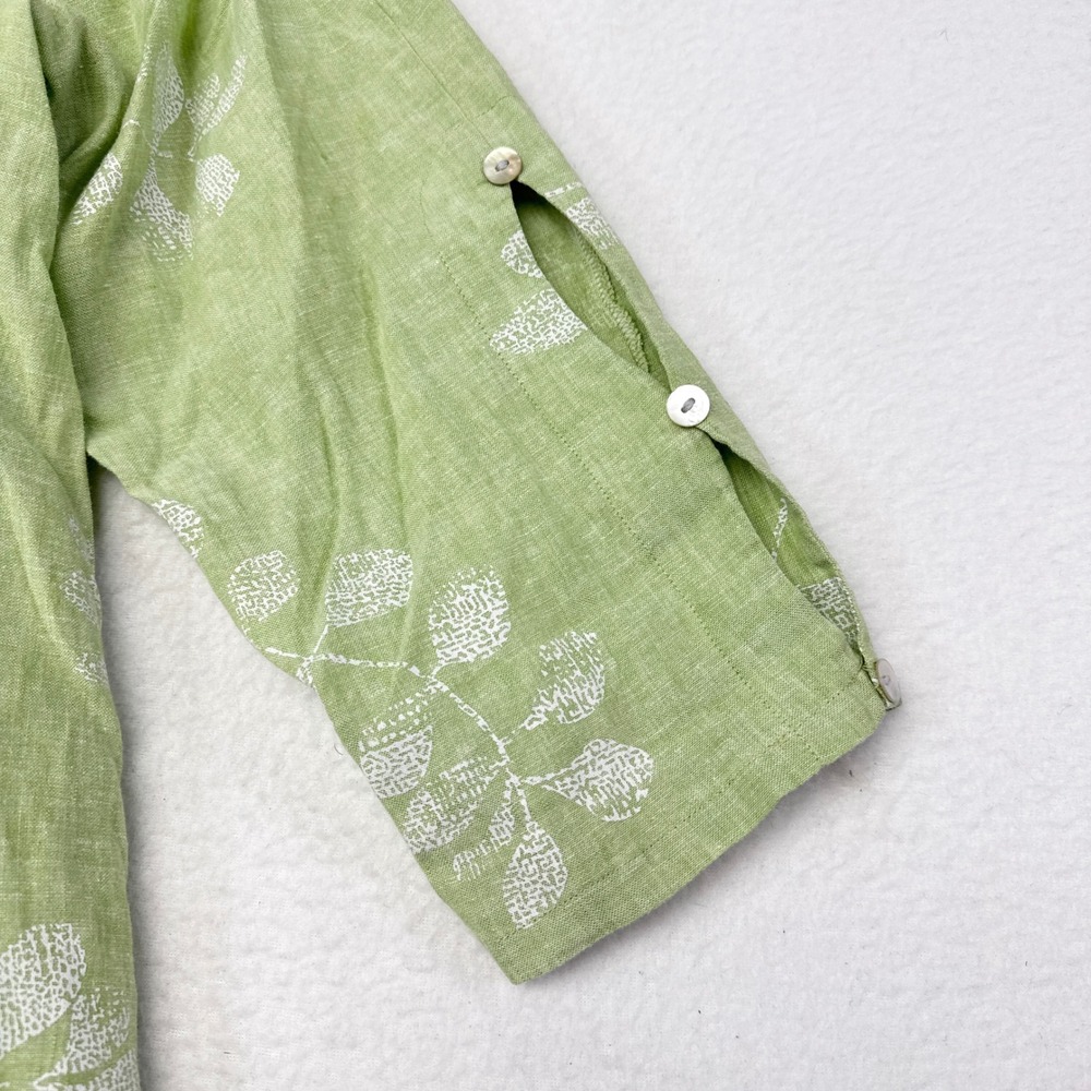 Habitat Tunic Top Womens Size XL Green Floral Linen Blend Lagenlook Mature - Picture 4 of 9